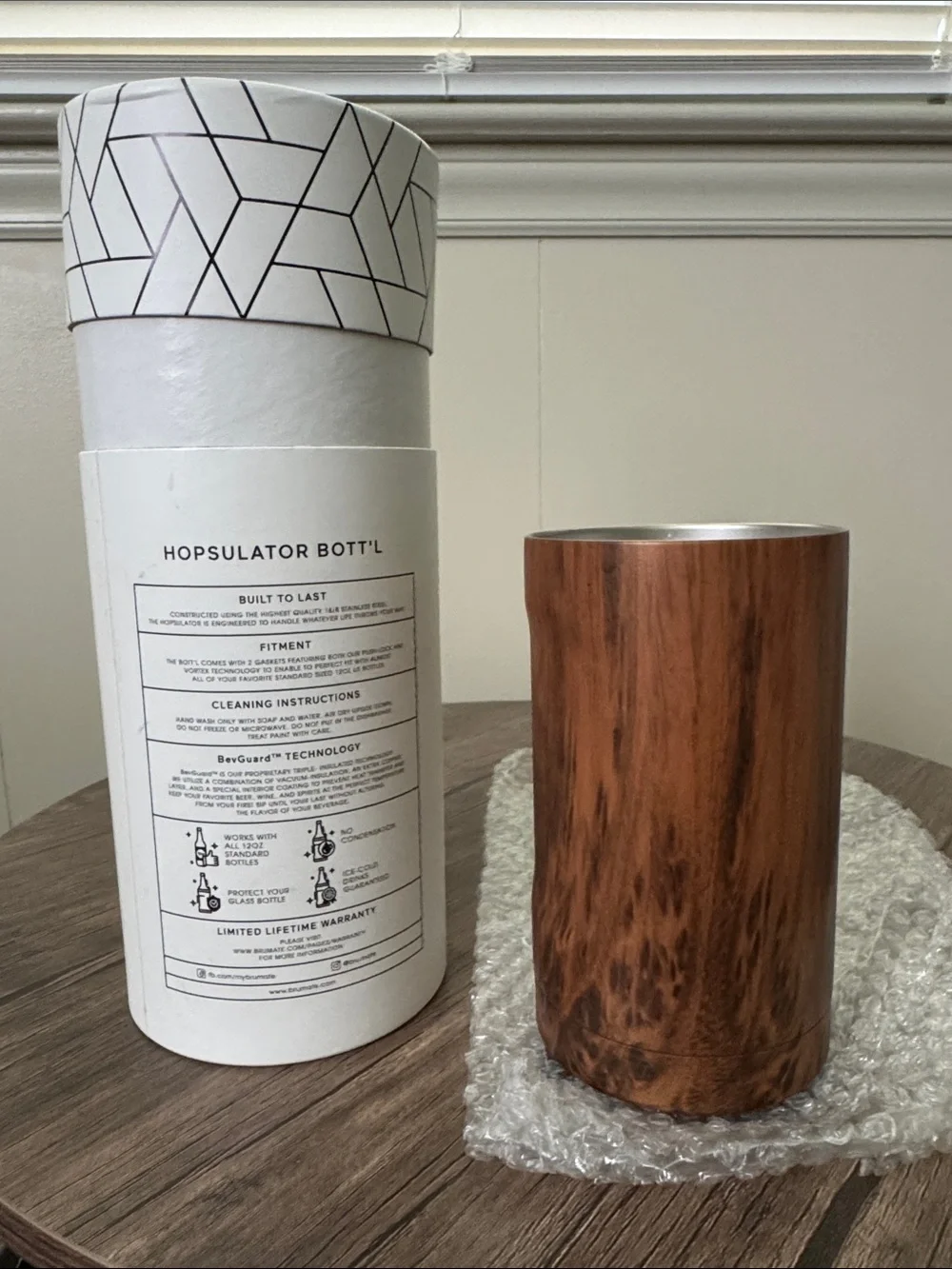 BrüMate Walnut Hopsulator Bott'l 12oz — Insulated Bottle Cooler